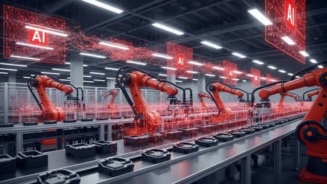 exploring the future of automation: intelligent robotics at work in a modern manufacturing facility powered by artificial intelligence