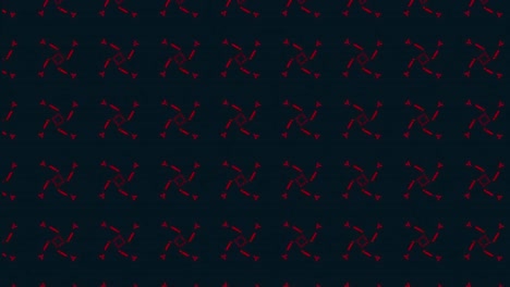 animación de movimiento retro hipnótico de múltiples filas de formas rojas abstractas