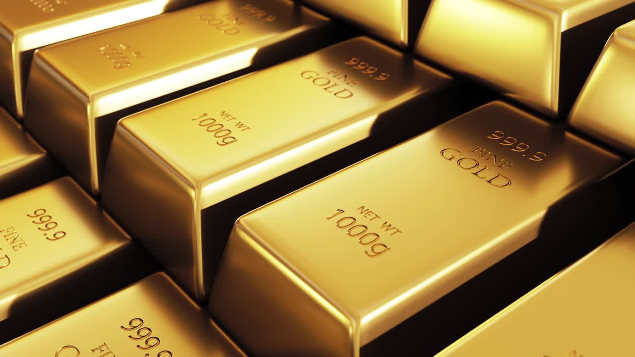 una barra de oro en la bóveda del banco