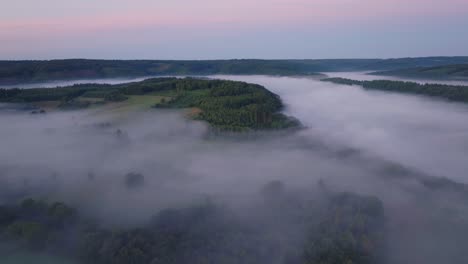 foggy landscape aerial view