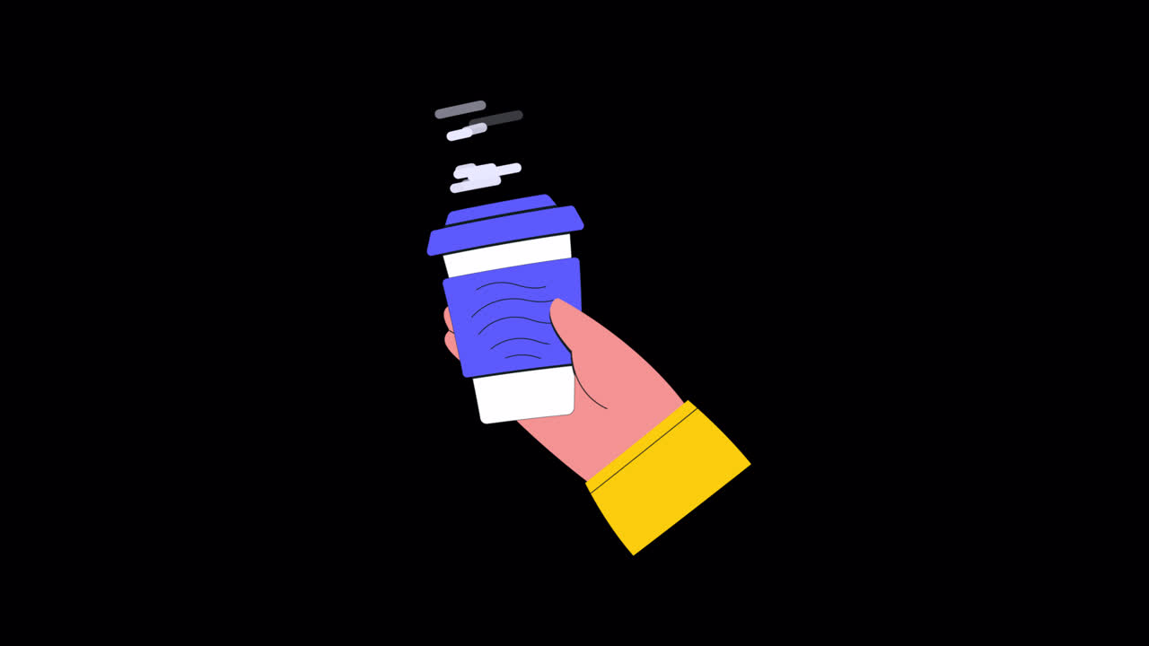 Animated Hand Holding Steaming Coffee Cup