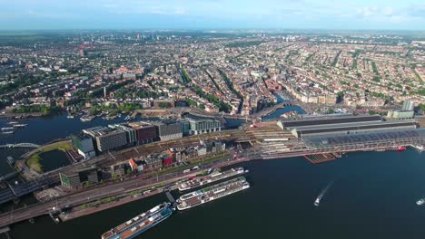 city aerial view over amsterdam