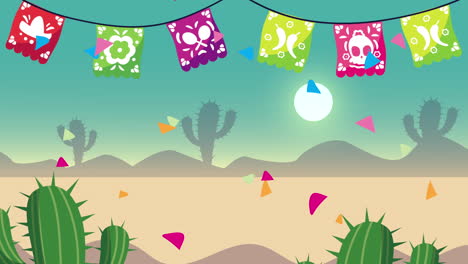 cinco de mayo celebration with garlands perty in desert