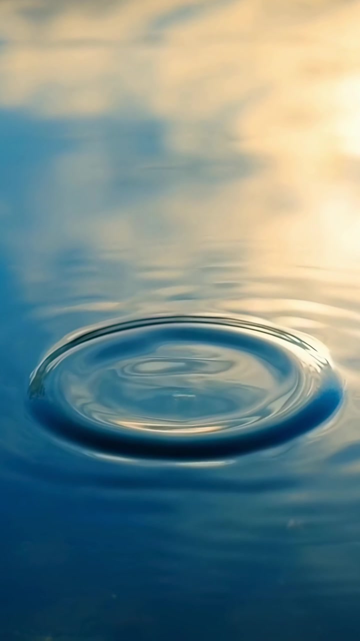 Singola goccia d'acqua che crea increspature su una superficie calma