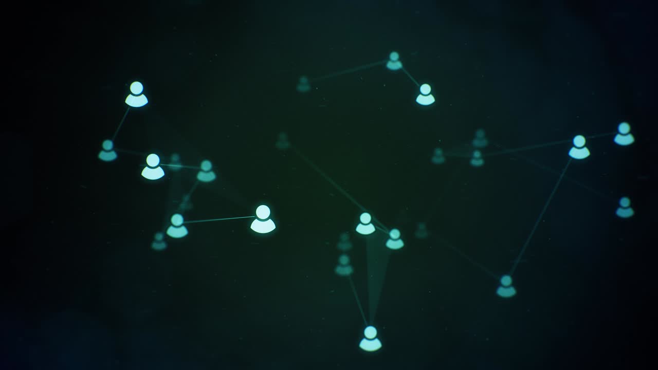 Rotating Profile Pictures Social Network on Dark Green Backdrop
