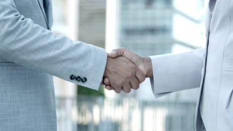 african american business partners shaking hands outdoor