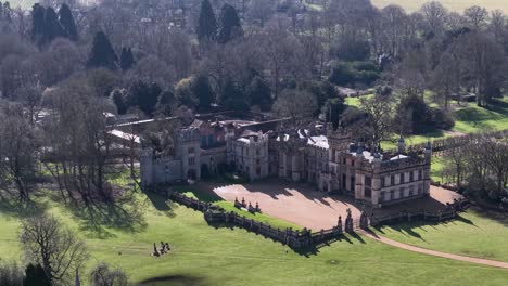 knebworth house in the uk, aerial view of the grand estate and expansive grounds