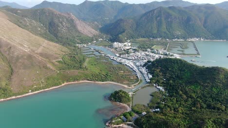 Vista-Aérea-Del-Pueblo-Pesquero-De-Tai-O-En-Hong-Kong,-También-Conocido-Como-Pequeña-Venecia