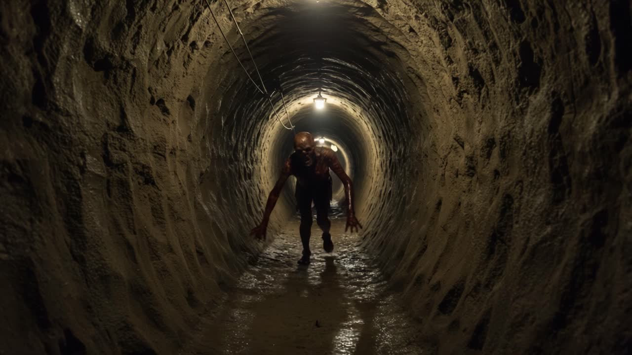 A Journey Through the Depths: Exploring the Dark, Wet Tunnels Where Shadows and Light Intertwine, Capturing the Struggles of Life Underground