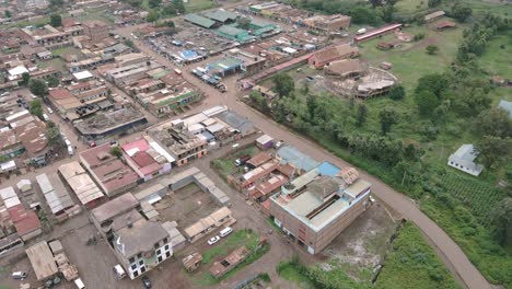 bird's eye view of old houses and street at rural town of loitokitok in kenya, africa