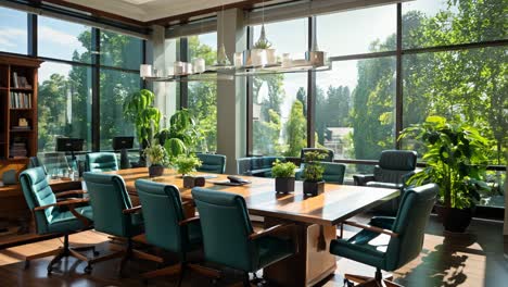 modern, spacious conference room with big windows