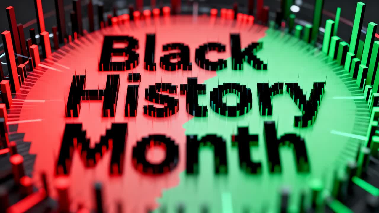 Pilastro pulsante con disco che riporta la scritta Mese della storia dei neri in set CG, che reagisce alla variazione cromatica, omaggiando