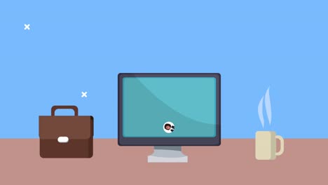 elegant successful business couple in desktop animation
