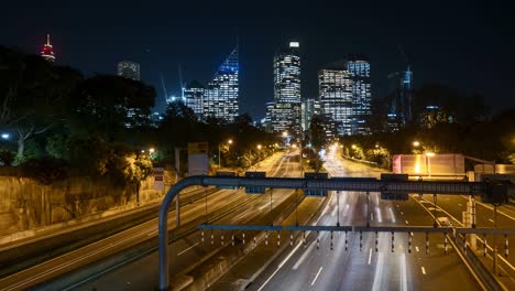 night scene at sydney city skyline.