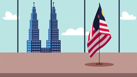 malaysian flag and petronas towers