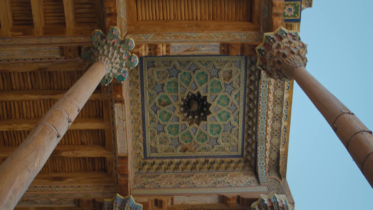 Bukhara Uzbekistan Bolo Hauz Mosque built in 1718 and small minaret