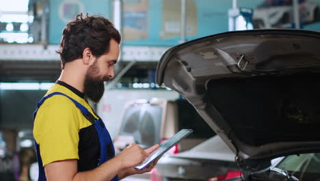 mechanic doing car yearly checkup