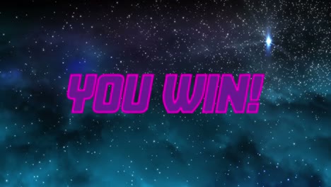 animation of you win and stars on night sky