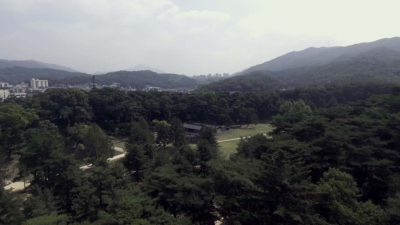 Hongreung, King's grave of Chosun Dynasty, Namyangju, summer, arieal view