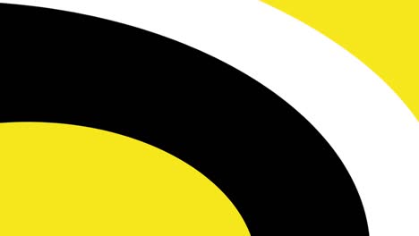 Animation-of-white-and-black-curved-stripes-on-yellow-background