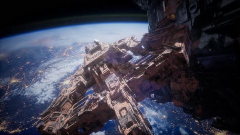 volando una estación espacial animada