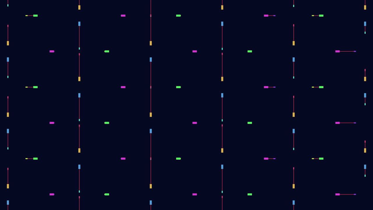 Abstract neon data chart pattern animation on dark background, seamless grid