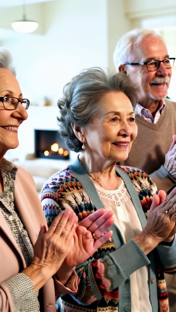 Seniors applauding during a group discussion.