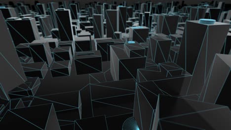 mapa de la ciudad en 3d panela de wireframe azul