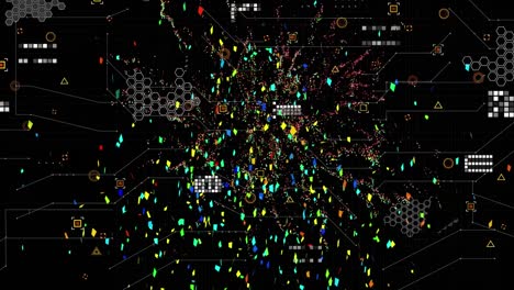 Animation-Des-Netzwerks-Von-Verbindungen-Und-Umfang-Auf-Schwarzem-Hintergrund