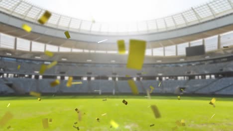 Sports-stadium-with-golden-confetti-falling