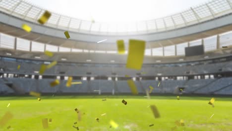 sports stadium with golden confetti falling
