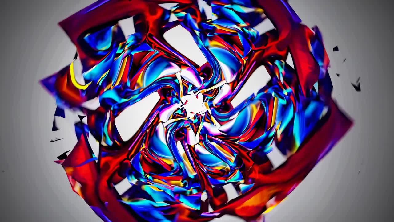 Dynamic abstract video art with vibrant swirling colors in a spiral pattern