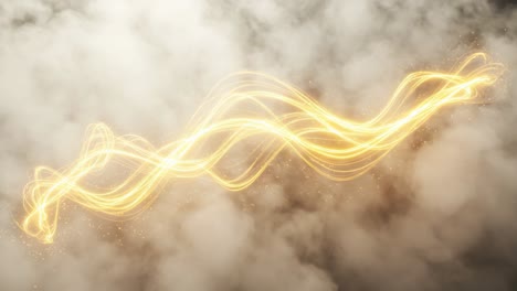 a mesmerizing golden wave flows through a soft cloud of mist, creating an enchanting visual experience that captivates and inspires the imagination