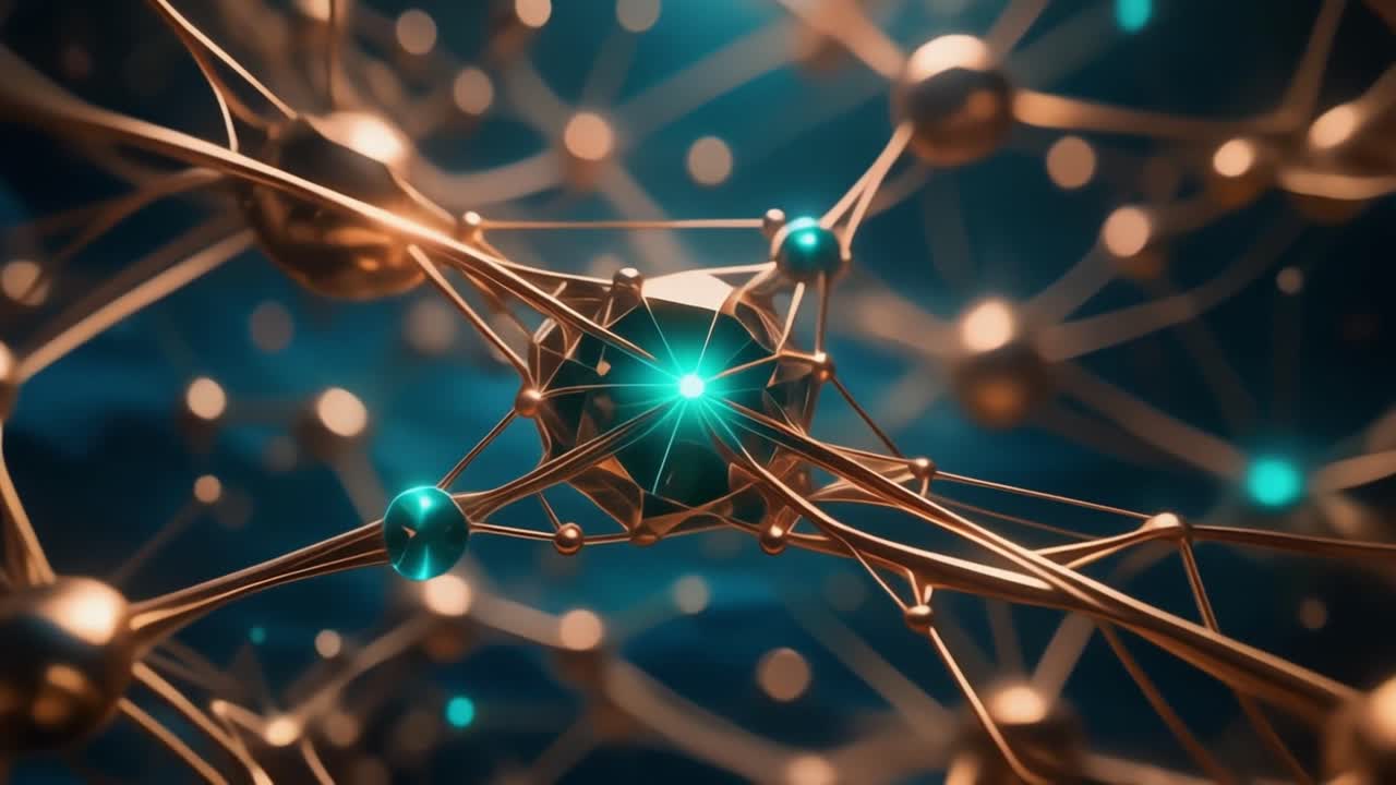 Golden Neural Network Structure with Pulsating Turquoise Light