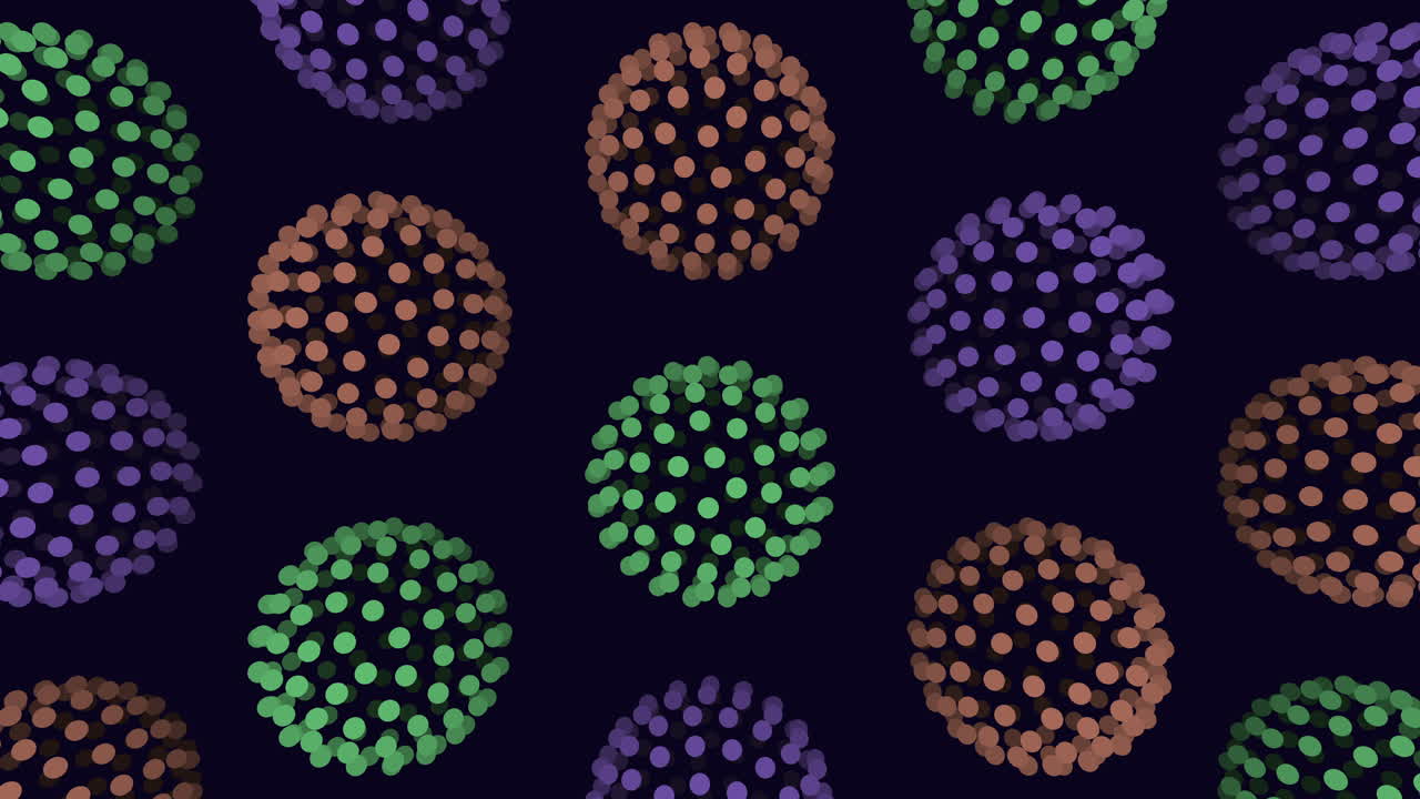 patrón de esfera futurista de neón con puntos de arco iris en degradado oscuro