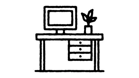 home office account doodle line icon animation