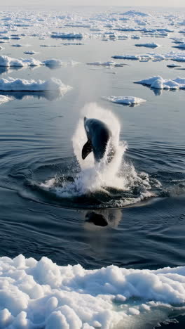 orca jumping in arctic ice