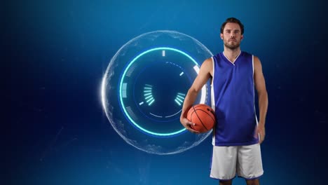 animación de escaneos y procesamiento de datos con un jugador de baloncesto masculino