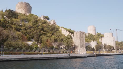 rumeli stone fortress shores of bosphorus strait cruise boat scenery