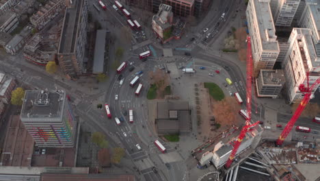 Overhead-circling-aerial-shot-of-Elephant-and-castle-roundabout