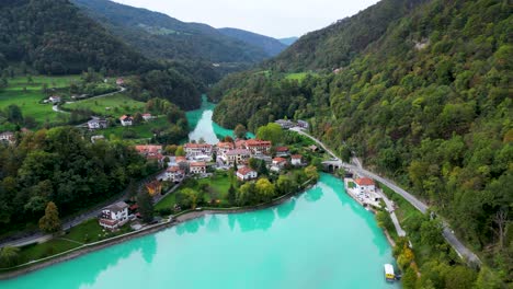 picturesque slovenia town of most na soci on soca river, tourism and travel destination in europe