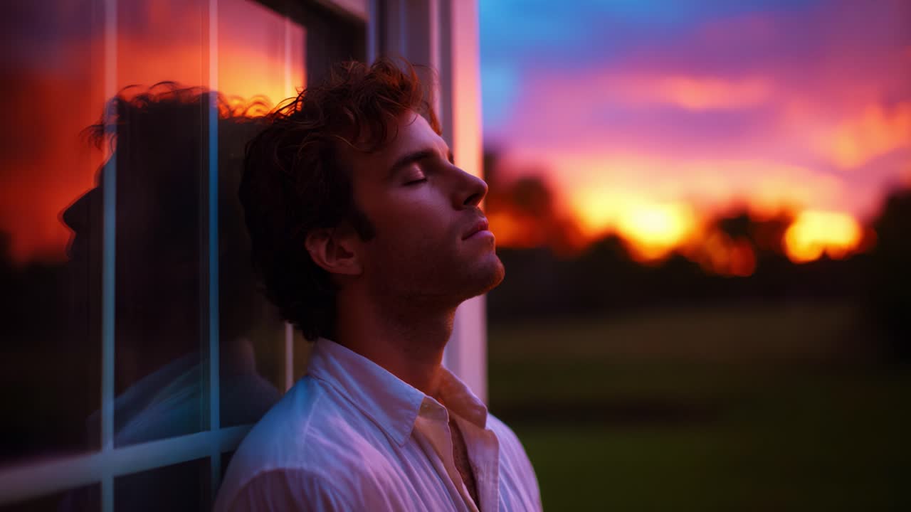 Captivating Sunset Melancholy: A Reflective Portrait of Serenity Amidst Nature's Majestic Colors, Showcasing the Profound Emotions and Tranquil Moments Experienced in Contemplation and Wonder