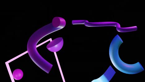 animación de formas 3d abstractas sobre un fondo cuadrado y negro