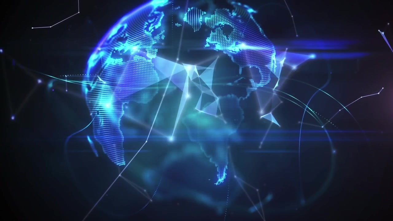 Digital Earth Globe Forming from Abstract Geometric Particles