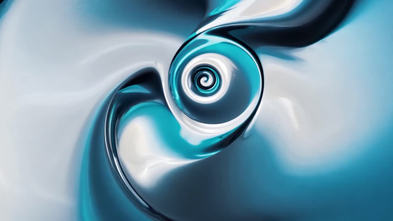 Abstract Blue and Silver Fluid Metallic Swirls