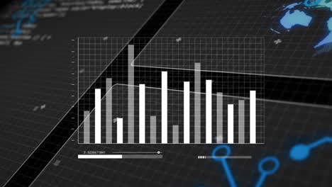 animación del procesamiento de datos financieros sobre las estadísticas