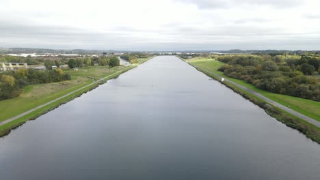 the national water sports centre holme pierrepont, nottinghamshire england uk aerial view of main lake single rower in distance