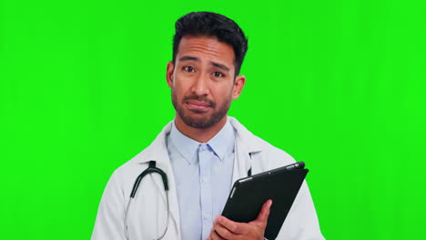 Healthcare,-green-screen-and-tablet-with-a-doctor