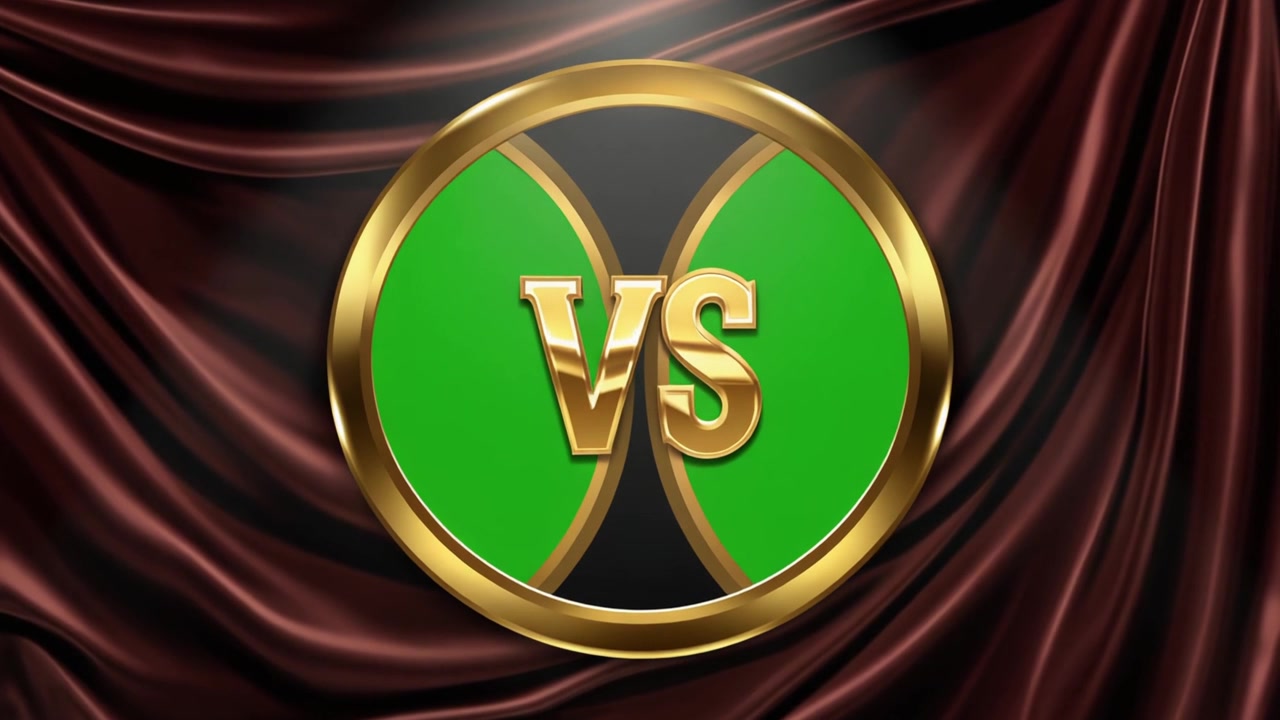 Versus-logon paljastus tummanpunaisella silkkitaustalla