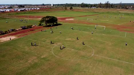 throw in - soccer players on green field with referee on the side waiting for throw